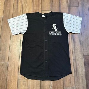 Vintage Chicago White Sox Baseball Jersey Men's Large 1995‎ Striped Black Gray